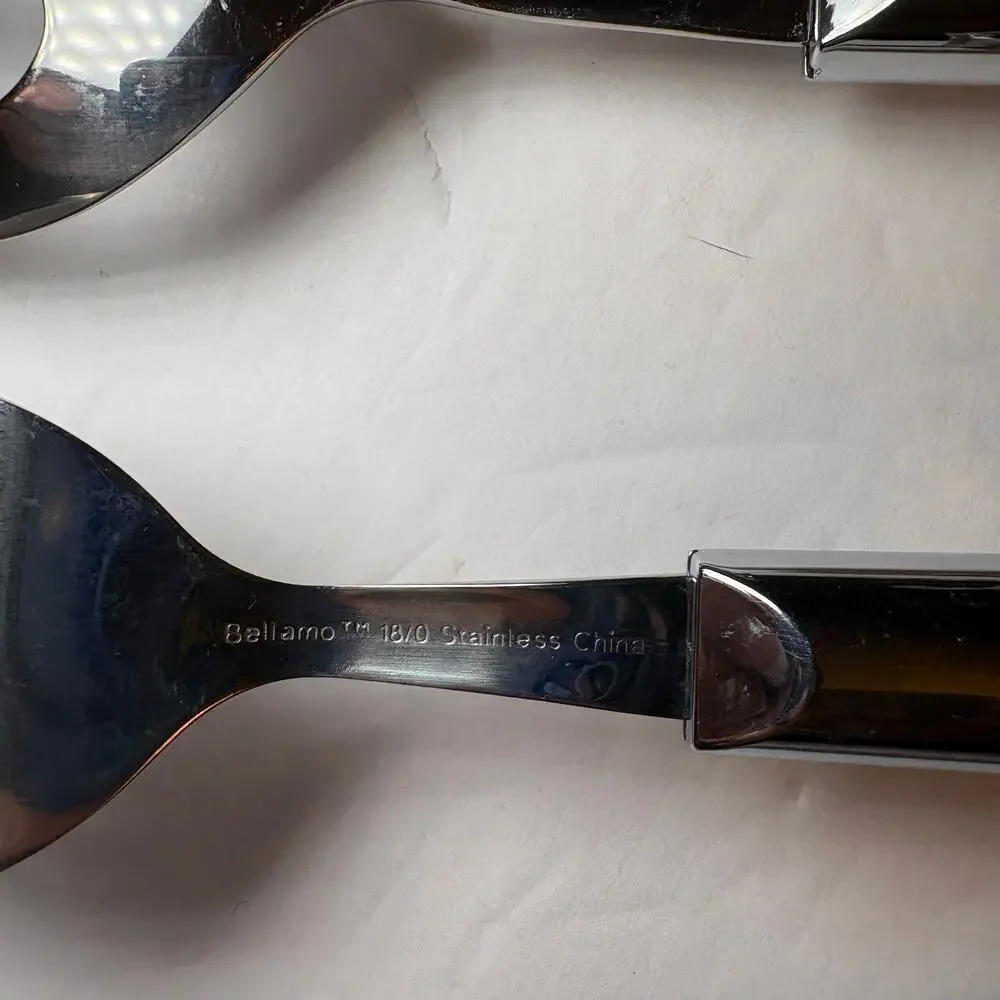 Vintage Bellamo 4-Piece Pc Serving Set Lucite Crystal Handles Knife Fork Spoon